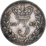 1845 Threepence - Victoria British Silver Coin - Nice