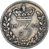 1868 Threepence - Victoria British Silver Coin