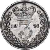 1874 Threepence - Victoria British Silver Coin - Nice