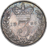 1885 Threepence - Victoria British Silver Coin - Nice