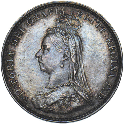 1887 Threepence - Victoria British Silver Coin - Very Nice