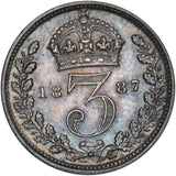1887 Threepence - Victoria British Silver Coin - Very Nice