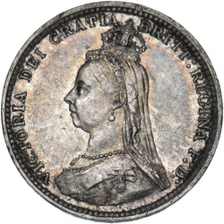 1887 Threepence - Victoria British Silver Coin - Superb