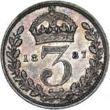 1887 Threepence - Victoria British Silver Coin - Superb