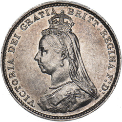 1887 Threepence - Victoria British Silver Coin - Very Nice