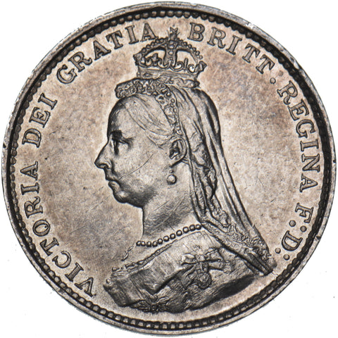 1887 Threepence - Victoria British Silver Coin - Very Nice