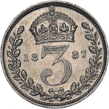 1887 Threepence - Victoria British Silver Coin - Very Nice