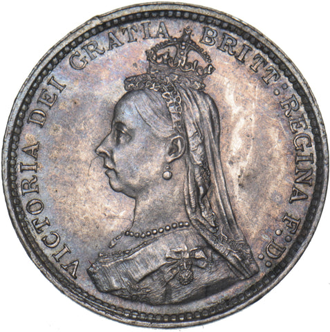 1887 Threepence - Victoria British Silver Coin - Superb