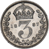 1887 Threepence - Victoria British Silver Coin - Very Nice