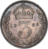1889 Threepence - Victoria British Silver Coin - Nice
