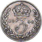 1893 Threepence (Jubilee Head) - Victoria British Silver Coin
