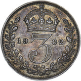 1902 Threepence - Edward VII British Silver Coin - Very Nice