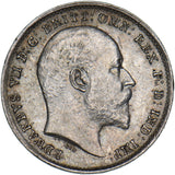 1902 Threepence - Edward VII British Silver Coin - Very Nice