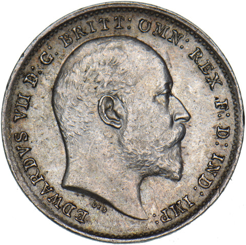 1902 Threepence - Edward VII British Silver Coin - Very Nice