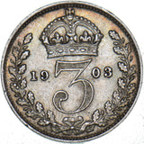 1903 Threepence - Edward VII British Silver Coin - Nice