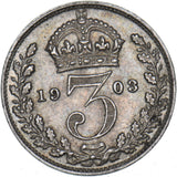 1903 Threepence - Edward VII British Silver Coin - Very Nice