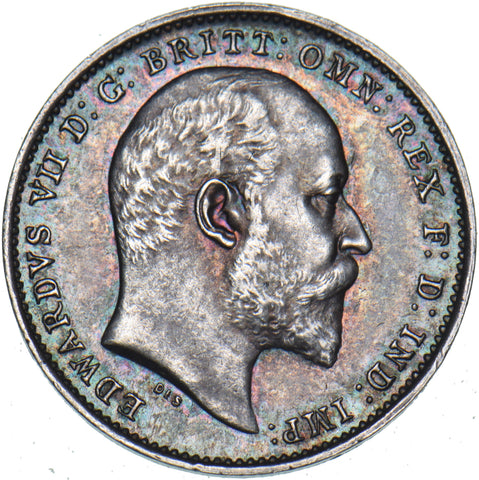 1909 Threepence - Edward VII British Silver Coin - Superb