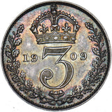 1909 Threepence - Edward VII British Silver Coin - Superb