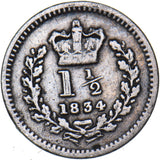 1834 Threehalfpence - William IV British Silver Coin