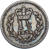 1834 Threehalfpence - William IV British Silver Coin - Nice