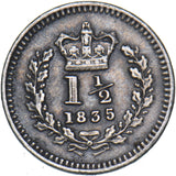 1835 Threehalfpence - William IV British Silver Coin - Nice