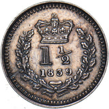 1839 Threehalfpence - Victoria British Silver Coin - Very Nice
