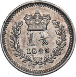 1843 Threehalfpence - Victoria British Silver Coin - Nice