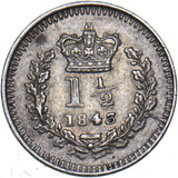 1843 Threehalfpence - Victoria British Silver Coin - Very Nice