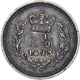 1843 Threehalfpence - Victoria British Silver Coin - Nice