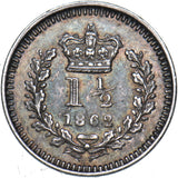 1862 Threehalfpence - Victoria British Silver Coin - Very Nice