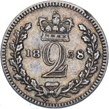 1838 Maundy Twopence - Victoria British Silver Coin - Nice