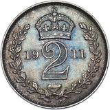 1911 Maundy Twopence - George V British Silver Coin - Superb