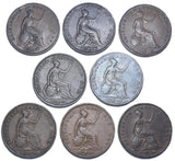 1853 & 1854 Pennies Lot (8 Coins) - Victoria British Copper Coins