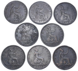 1870 - 1879 Pennies Lot (8 Coins) - Victoria British Bronze Coins