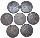 1880 - 1891 Pennies Lot (7 Coins) - Victoria British Bronze Coins