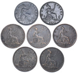 1880 - 1891 Pennies Lot (7 Coins) - Victoria British Bronze Coins