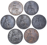 1895 - 1901 Pennies Lot (7 Coins) - Victoria British Bronze Coins
