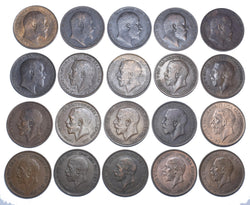 1902 - 1936 Better Grade Pennies Lot (20 Coins) - British Bronze Coins