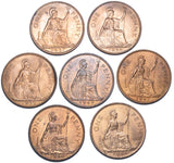 1937 - 1949 High Grade Pennies Lot (7 Coins) - George VI British Bronze Coins