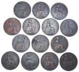 1902 Low Tide Pennies Lot (14 Coins) - Edward VII British Bronze Coins