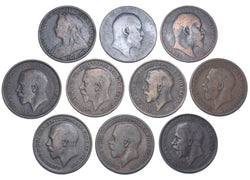 1895 - 1926 Scarce Type Pennies Lot (10 Coins) - British Bronze Coins