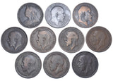 1895 - 1926 Scarce Type Pennies Lot (10 Coins) - British Bronze Coins