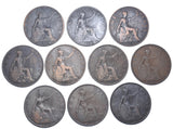 1895 - 1926 Scarce Type Pennies Lot (10 Coins) - British Bronze Coins