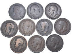 1895 - 1926 Scarce Type Pennies Lot (10 Coins) - British Bronze Coins