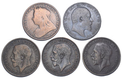 1895 - 1926 Scarce Type Pennies Lot (5 Coins) - British Bronze Coins