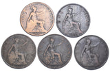 1895 - 1926 Scarce Type Pennies Lot (5 Coins) - British Bronze Coins