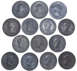 1799 - 1807 Halfpennies Lot (14 Coins) - George III British Copper Coins