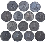 1799 - 1807 Halfpennies Lot (14 Coins) - George III British Copper Coins