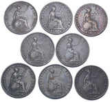 1838 - 1858 Halfpennies Lot (8 Coins) - Victoria British Copper Coins