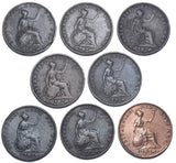 1853 - 1858 Halfpennies Lot (8 Coins) - Victoria British Copper Coins